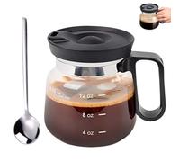 Generico Tazza da Caffè in Vetro da 475 Ml - Stile Caffettiera, Mini Tazza Trasparente Resistente al Calore, Grande Capacità, con Coperchio, Manico e Cucchiaino, Regalo Moderno per Viaggi