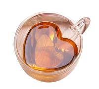 Generico Tazza da caffè isolante a doppio strato in vetro a forma cuore resistente calore per bevande calde Cucina da pranzo Tazza a forma cuore resistente calore essenziale
