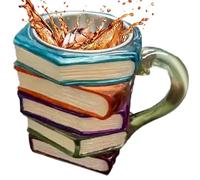 Generico Tazza da Caffè Libro Dipinto - Bicchiere da Birra per La Casa,Tazze Caffè A Pila Di Libri, Contenitori In Resina Per Tè, Latte e Bevande Per Amanti Della Letteratura