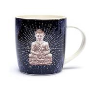 Generico Tazza da Thè Mandala Buddha Blu Luce Mug Porcellana Fine Infusore Inox Cup 400ml
