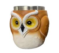 Genérico Tazza di gufo per caffè - Tazza da viaggio per caffè a forma di lattuzzo, decorativo in acciaio, da scrivania e stoviglie per tè, latte e