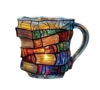 Generico Tazza di Libri Dipinti, 300ML Tazza di Caffè Dipinta di Vetros, Tazzas di Caffè per Libri con Maniglia Isolata, 2025 Libri Novità Stack Bere Tazzas, per le Letterature Amanti Regalo