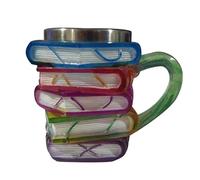 Generico Tazza di Libri Dipinti, 300ML Tazza di Caffè Dipinta di Vetros, Tazzas di Caffè per Libri con Maniglia Isolata, 2025 Libri Novità Stack Bere Tazzas, per le Letterature Amanti Regalo