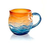 Generico Tazza in Vetro Artigianale Onde Marine Ispirata all'Oceano Design Unico e Testurizzato per Caffè, Tè e Set di Bevande a Tema Spiaggia (1Pcs)