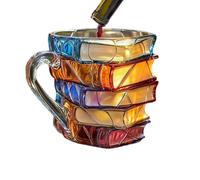 Genérico Tazza Libro - Tazze Per Amanti Della Lettura - Collezione Di Bicchieri Dipinti A Mano Per Regalo Di Compleanno, Natale, Amanti Della Lettura, Scrittori E Bibliofili