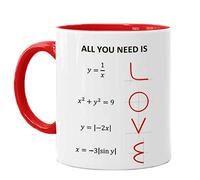 Generico Tazza Mug 11oz con Interno e Manico Colorati all You Need is Love, Formule Matematiche ed equazioni Divertenti, Idea Regalo per Lui e lei San Valentino