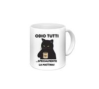 Generico Tazza Mug Gatto Arrabbiato Odio Tutti specialmente la mattina SIMPATICA DIVERTENTE REGALO AMICO AMICA - PERSONALIZZABILE