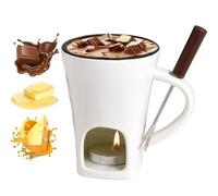 Generico Tazza per fonduta di Cioccolato con forchette, Set di scaldaburro, Tazza Personale per sciogliere Il Formaggio, fonduta riscaldata con Candela, Tazza riscaldata per Caramelle (Beige)