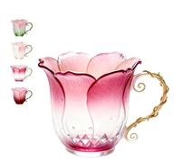 Generico Tazza Petalo Artigianale con Manico a Vite, Tazza da caffè in Ceramica Artistica Floreale con Design a Forma di Fiore, Elegante Tazza da Tè Fatta a Mano per Donne, Amici (#A)