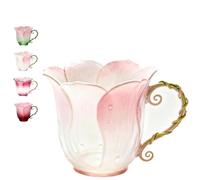 Generico Tazza Petalo Artigianale con Manico a Vite, Tazza da caffè in Ceramica Artistica Floreale con Design a Forma di Fiore, Elegante Tazza da Tè Fatta a Mano per Donne, Amici (#D)