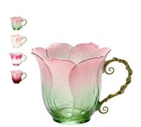 Generico Tazza Petalo Artigianale con Manico a Vite, Tazza da caffè in Ceramica Artistica Floreale con Design a Forma di Fiore, Elegante Tazza da Tè Fatta a Mano per Donne, Amici (#B)