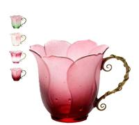 Generico Tazza Petalo Artigianale con Manico a Vite, Tazza da caffè in Ceramica Artistica Floreale con Design a Forma di Fiore, Elegante Tazza da Tè Fatta a Mano per Donne, Amici (#C)