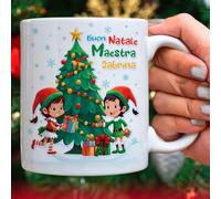 Generico Tazza regalo per la maestra Albero di Natale personalizzata con classe e i nomi dei bambini