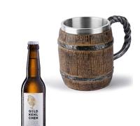 Genérico Tazza vichinga - Tazza da whisky antica in acciaio inox da 450 ml | Tazza in legno in acciaio inox regalo per bere birra capacità botte per uomini antichi