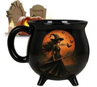 Generico Tazze Calderone,Ceramica Gatto Stregone - Noveltà Calderone Halloween Gotico Decorativo Per Donne Amanti Del Tè Famiglia Sorelle Amici Cucina Casa