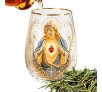 Generico Tazze Cristiane, Bicchiere in Gesù Trasparente 400ml, Da Tè Collezionabile, Per Uomo E Donna, Whisky, Birra, Bevande, Home Bar, Tavolo Da Pranzo, Festività, Vacanza E Riunioni