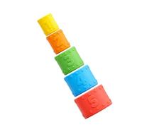 Generico Tazze da Bagno impilabili per impilare, e Giocare con | Cinque tazze in silicone colorate per giocare a costruire e ordinare, numerate da 1 a 1