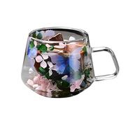 Genérico Tazze da caffè a doppia da 7,5 cm | Tazze, in doppia da 200 ml, da parete fusione floreale morbida, per caffè, tè, succhi, frullati, bevande fredde e calde resistono