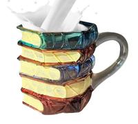 Generico Tazze Da Caffè A Tema Libro Dipinte In 3D - Di Design Con Libri Impilati | Novità Bicchieri In Per Lettori, Bibliotecari E Insegnanti, Regalo Letterario Unico Per L'arredamento 'home O