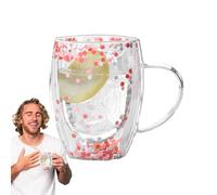 Generico Tazze da caffè in doppio, Tazze da caffè a doppia parete,Tazza da in isolante trasparente da 350 ml | Bicchieri resistenti al calore di grande capacità per al latte, tazza da per do