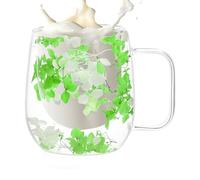 Generico Tazze da caffè in doppio, Tazze da caffè in doppio - da isolata con fiori secchi | da tè isolate a strato, da tè in trasparente con manico da 200 ml per espresso cappuccino l