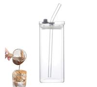 Generico Tazze Di - Per Acqua Quadrata Trasparente Da 400 Ml, Bicchiere Senza Manico Resistente Al Calore | Bicchieri Per La Casa | Vetreria Da Cucina Trasparente, Bicchieri Per Bevande Quotidiane