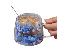 Generico Tazze floreali 200 ml - 3,54 pollici con fiori secchi tazze da caffè primaverili | da caffè con isolamento a doppia parete, estetica trasparente, con manico per tè, la