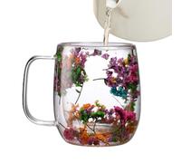 Genérico Tazze in a doppia parete, da tè con fiori, da tè a doppia parete con fiori secchi e caffè, bicchieri da tè, bevande, cappuccino, bevande fredde