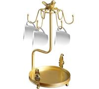 Generico Tea Cup Holder - Metal Coffee Mug Holders With 6 Hooks | Cup Display Stand With Bird, Cups Holder Storage Rack | Kitchen Organizer And Heartwarming Present For Coffee Cups And Saucers