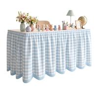 Generico Teacher Desk Skirt - 6FT Checkered Ruffled Tablecloth, Desk Cover
