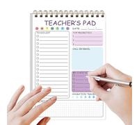Generico Teacher Notepad, Organizer, 8.27x5.79x0.59 Inches Memo Writing Pad, Twin Coil Binding, 50 Sheets, Daily Planner, Cute Design, Classroom Use, Elementary School Planning