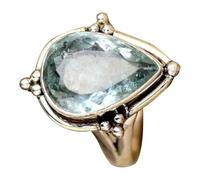 Generico Teardrop Aquamarine Ring, Natural Gemstone Jewelry, Women's Ring with Elegant Design, Vintage Fashion Band, Aquamarine Rings with Classic Style, Jewelry Accessory for Wedding Birthday