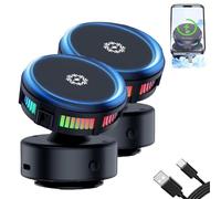 Generico Techgoplus Phone Holder, Magnetic Holder New Plus 3 in 1 Ultra, 360° Adjustable Car Mount, with Strong Suction Cup, Phone Cooling, Universal for All Smartphones (Black,2 pcs)