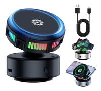Generico Techgoplus Phone Holder, Magnetic Holder New Plus 3 in 1 Ultra, 360° Adjustable Vacuum Magnetic Phone Holder with Wireless Charging, Fast Heat Dissipation, for All Smartphones (Black)
