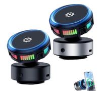 Generico Techgoplus Phone Holder-New Techgoplus 3-in-1 Super Magnetic Bracket,360° Adjustable Car Mount, with Strong Suction Cup, Wireless Fast Charging, Phone Cooling (Black+Silver)