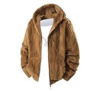 Genérico Teddy Giacca da uomo in pile invernale spessa e termica cappotto in lana di pecora con cerniera stile militare cappotto accogliente per esterni, Kaki, L