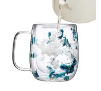 Generico Teetasse - 9.45 Inches Blumendesign Tasse,Getrocknete | 250ml Hitzeisolierter Griff Klarer Becher Perfekt Für Tee Kaffee Wohnzimmer Büro