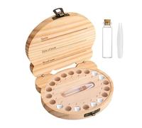 Generico Teeth Storage Box, Wooden Keepsake Holder, Cute Memory Container, Tooth Organizer Case for Kids Girls Boys Birthday Party Growth Home Bathroom Indoor Use Tooth Storage Gift