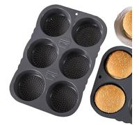 Generico Teglia Per Per Hamburger - Stampo Per Pane In Silicone | Vassoio Antiaderente Per A 4/6 Cavità, Stampo Per Muffin Inglese Portatile Whoopie Pie, Teglia Riutilizzabile Resistente Al Calor