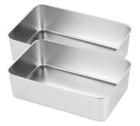 Generico Teglia per Tiramisù in Acciaio Resistente 2 Pezzi Vassoio Quadrato 22X14X65 CM senza Coperchio Sicura per Dolci Pane e Polpettone Uso Professionale e Domestico