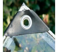Generico Tela Cerata Trasparente Spessa 0,3 mm, telone da Campeggio in PVC Resistente, Rivestimento in plastica Trasparente Impermeabile con Angoli rinforzati e Occhielli in Alluminio(4x4m)
