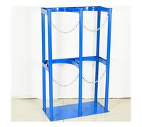 Generico Telaio Porta bombola di Ossigeno Regolabile per 1/2/3 bombole, Supporto per Gas di Saldatura Blu con Catene, Ideale per Scuola, Laboratorio, Ospedale - Lunghezza 60 cm per 2 bombole