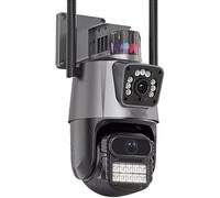 Generico Telecamera WiFi IP 6MP 4K da Esterno PTZ con Doppio Obiettivo, Zoom 8X, Rilevamento AI, Audio Bidirezionale, Visione Notturna a Colori - CCTV Sorveglianza