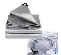 Generico Telo Impermeabile con Occhielli 2m 2.5m 3.0m 3.5m 4.5m 5m 6m 7.5m 8m Telone Protettivo PVC per mobili da Giardino Copertura per Piscina Tetto per Trampolino, Argento(4x9.5m)