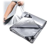 Generico Telo Impermeabile Esterno 2.5m 3.5m 4.5m 5.5m 6.5m 7.5m 8.5m Telone Occhiellato in Polietilene con Occhielli, Teloni Argento per Giardino, Gazebo, Campeggio, Piscina, Auto, Barche(8x12m)