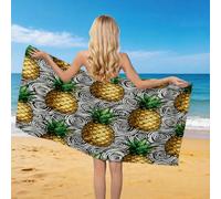 Generico Telo Mare Microfibra Ananas Uomo Donna 200x100 cm, Asciugamano da Spiaggia Cartoon Stampa, Antisabbia Ad Asciugatura Rapida, Leggero, per Mare, Picnic e Bagno