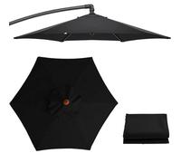 Generico Telo Ombrellone 6 Stecche, Impermeabile Ricambio Telo Ombrellone, Anti-Ultravioletto Telo Ombrellone, per Spiaggia Piscina(Nero,9.8ft)