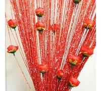 Generico Telo per il della porta,Telo per il pannello della porta - Elegante drappo per,Pannello per finestra, tende in filo con disegno a rosa, divisorio per la stanza con nappe per della, decoraz