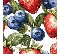 Generico Tema Della Frutta Opaco Carta da Parati da Attaccare e Staccare 45X500CM Mirtilli Fragole Foglie Verdi Impermeabile Addensare Autoadesivo Decorativi Carta Adesiva Adatto per Diversi Scenari