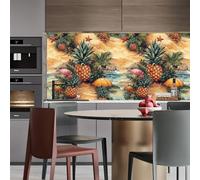 Generico Tema Tropicale Opaco Carta da Parati da Attaccare e Staccare 45X500CM Spiaggia Stella Marina Ananas Impermeabile Addensare Autoadesivo Decorativi Carta Adesiva Adatto per Diversi Scenari
